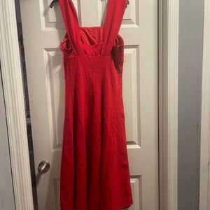 Fashion Nova Red Sleeveless Scoop Neck Midi Dress